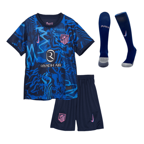Kid's Atletico Madrid Third Away  Soccer Jersey Kit(Jersey+Shorts+Socks) 2024/25 Top Soccer Jerseys Store