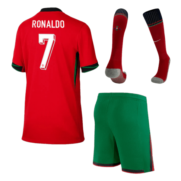 Kid's Portugal RONALDO #7 Home Jerseys Full Kit Euro 2024 - Image 2