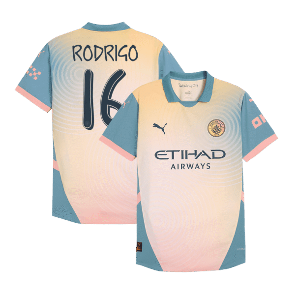Player Version RODRIGO #16 Manchester City Fourth Away  Soccer Jersey 2024/25- Definitely City (UCL) Top Soccer Jerseys Store