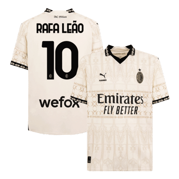 RAFA LE?O #10 AC Milan X Pleasures Fouth Away  Soccer Jersey 2023/24 Top Soccer Jerseys Store