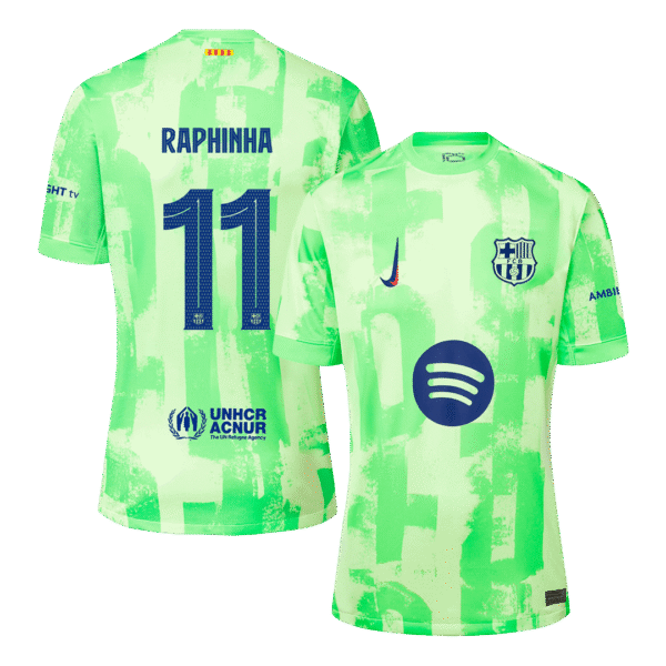 RAPHINHA #11 Barcelona Third Away  Soccer Jersey 2024/25 - UCL?Spotify Logo Without Text? Top Soccer Jerseys Store