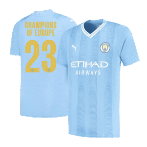 Manchester City CHAMPIONS OF EUROPE #23 Home  Soccer Jersey 2023/24 Top Soccer Jerseys Store