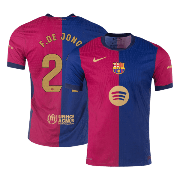 Player Version F.DE JONG #21 Barcelona Home  Soccer Jersey 2024/25 - Spotify Logo Without Text Top Soccer Jerseys Store