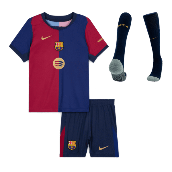 Kid's Barcelona Home  Soccer Jersey Kit(Jersey+Shorts+Socks) 2024/25-Spotify Logo Without Text Top Soccer Jerseys Store