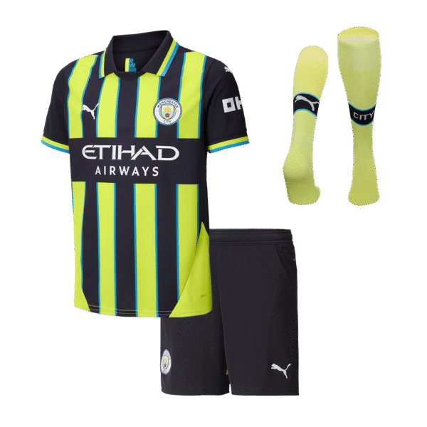 Kid's Manchester City Away  Soccer Jersey Kit(Jersey+Shorts+Socks) 2024/25 Top Soccer Jerseys Store