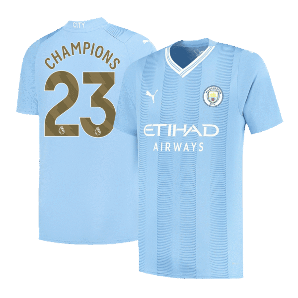 CHAMPIONS #23 Manchester City Home  Soccer Jersey 2023/24 Top Soccer Jerseys Store