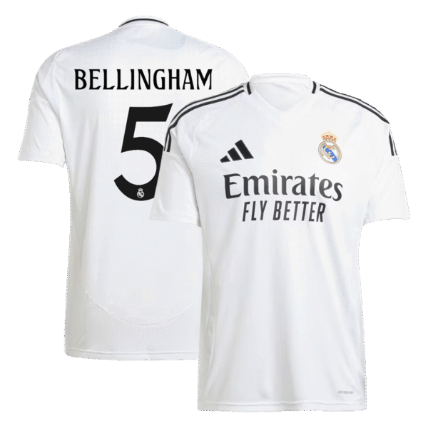 BELLINGHAM #5 Real Madrid Home  Soccer Jersey 2024/25 Top Soccer Jerseys Store