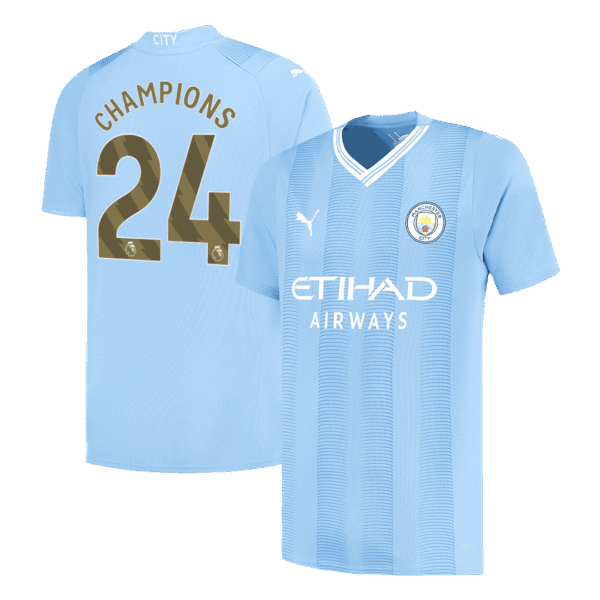 CHAMPIONS #24 Manchester City Home  Soccer Jersey 2023/24 Top Soccer Jerseys Store