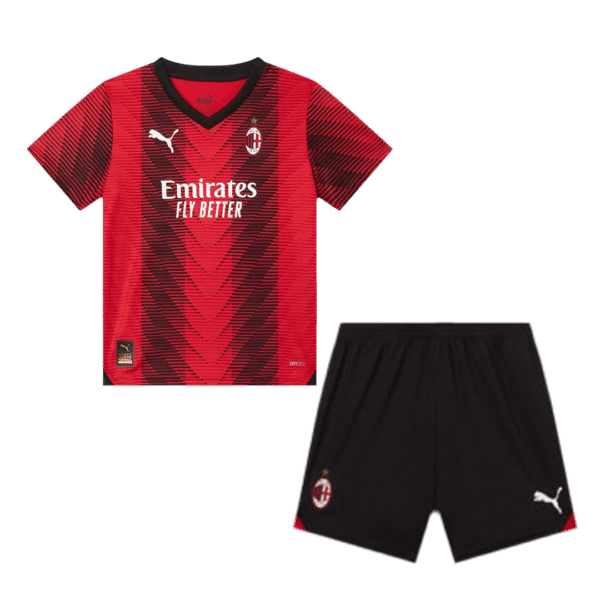 Kid's AC Milan Home  Soccer Jersey Kit(Jersey+Shorts) 2023/24 Top Soccer Jerseys Store
