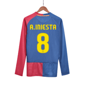 Retro A.INIESTA #8 2008/09 Barcelona Home Long Sleeve  Soccer Jersey- UCL Final Top Soccer Jerseys Store