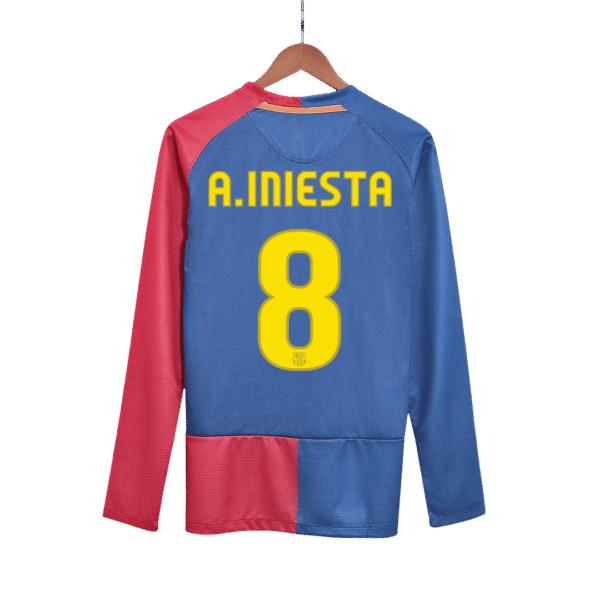 Retro A.INIESTA #8 2008/09 Barcelona Home Long Sleeve  Soccer Jersey- UCL Final Top Soccer Jerseys Store