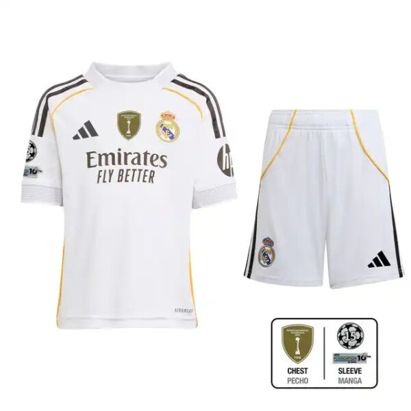 Kid's Real Madrid Home Soccer Jersey Kit(Jersey+Shorts) 2025/26 - Image 6