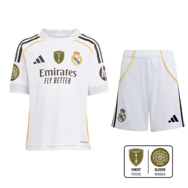 Kid's Real Madrid Home Soccer Jersey Kit(Jersey+Shorts) 2025/26 - Image 7