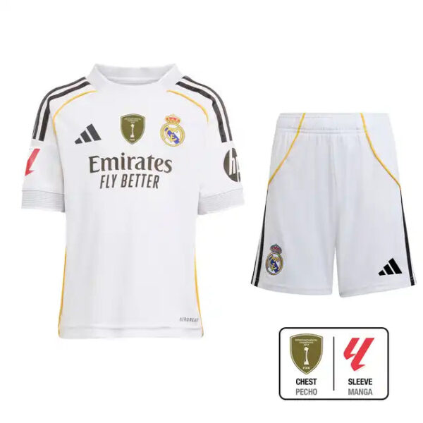 Kid's Real Madrid Home Soccer Jersey Kit(Jersey+Shorts) 2025/26 - Image 8